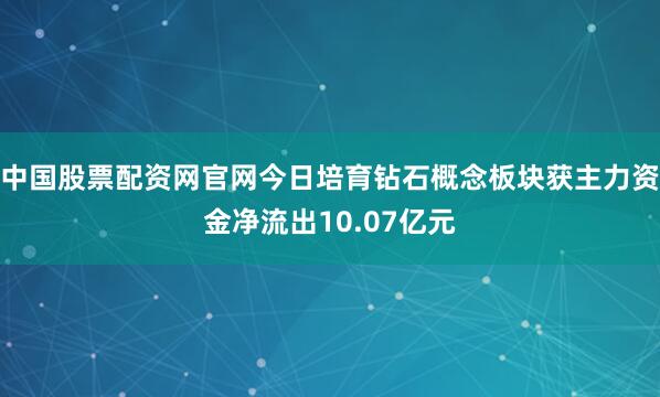 中国股票配资网官网今日培育钻石概念板块获主力资金净流出10.07亿元
